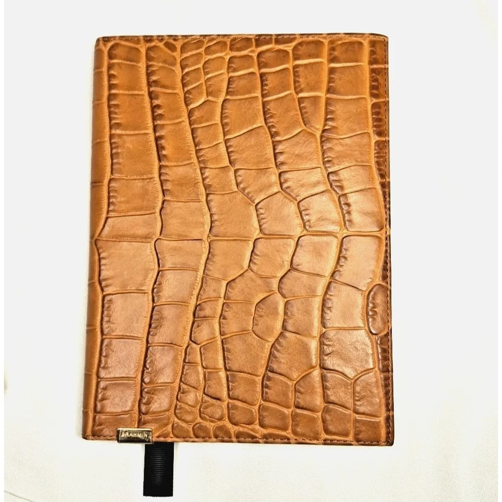 Brahmin Journal Notebook Diary Melbourne Pecan Tan Croc Print Leather Luxury